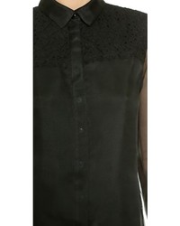 Женская черная шифоновая классическая рубашка от Jason Wu