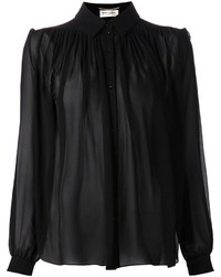 Женская черная шифоновая классическая рубашка от Saint Laurent