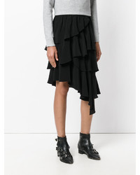 Черная шифоновая юбка-миди с рюшами от Etoile Isabel Marant