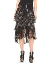 Черная шифоновая юбка-миди с цветочным принтом