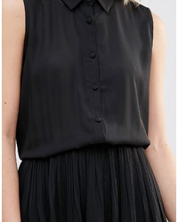 Черная шифоновая юбка-миди со складками