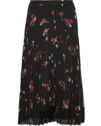 Черная шифоновая юбка с цветочным принтом от RED Valentino