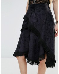 Черная юбка c бахромой от Moon River