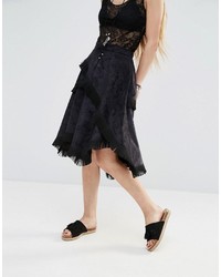 Черная юбка c бахромой от Moon River