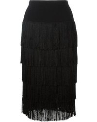 Черная юбка c бахромой от Norma Kamali