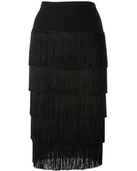 Черная юбка-карандаш c бахромой от Norma Kamali