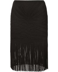 Черная юбка-карандаш c бахромой от Roberto Cavalli