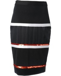 Черная юбка-карандаш в горизонтальную полоску от Givenchy