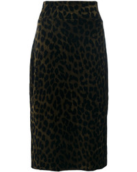 Черная юбка-карандаш с леопардовым принтом от Odeeh