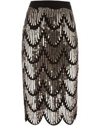 Черная юбка-карандаш с пайетками с украшением от Givenchy