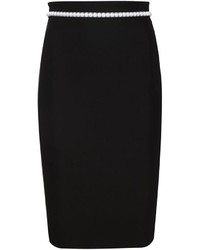 Черная юбка-карандаш с украшением от Thierry Mugler