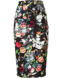 Черная юбка-карандаш с цветочным принтом от McQ by Alexander McQueen