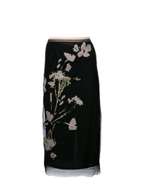 Черная юбка-карандаш с цветочным принтом от N°21