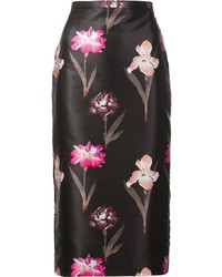 Черная юбка-карандаш с цветочным принтом от Rochas