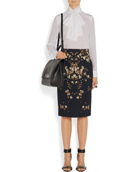 Черная юбка-карандаш с цветочным принтом от Givenchy