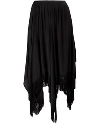 Черная юбка-миди c бахромой от Zucca