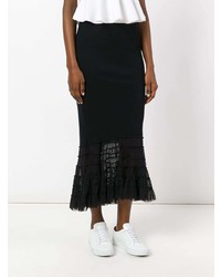 Черная юбка-миди в сеточку с рюшами от Jean Paul Gaultier Vintage