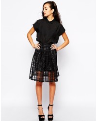 Черная юбка-миди в сеточку от Fashion Union