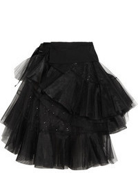 Черная юбка-миди из фатина со складками от Junya Watanabe