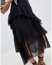 Черная юбка-миди с рюшами от ASOS DESIGN