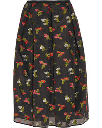 Черная юбка-миди с цветочным принтом от Erdem