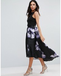 Черная юбка-миди с цветочным принтом от Jessica Wright