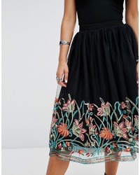 Черная юбка с вышивкой от Boohoo