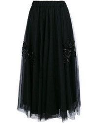 Черная юбка с пайетками с украшением от P.A.R.O.S.H.