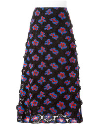 Черная юбка с цветочным принтом от Marni