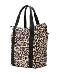 Черно-бежевая кожаная большая сумка с леопардовым принтом от Kate Spade