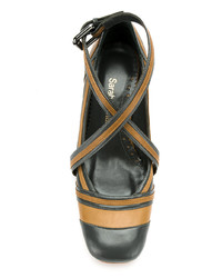 Черно-бежевые кожаные туфли от Sarah Chofakian