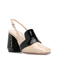 Черно-бежевые кожаные туфли от Prada