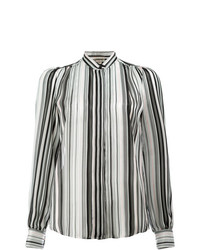 Черно-белая блуза на пуговицах в вертикальную полоску от Giambattista Valli