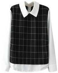 Черно-белая блузка с длинным рукавом