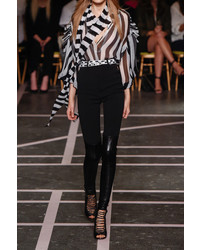 Черно-белая блузка с длинным рукавом в вертикальную полоску от Givenchy
