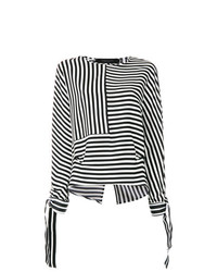 Черно-белая блузка с длинным рукавом в горизонтальную полоску от Federica Tosi