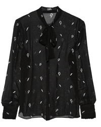 Черно-белая блузка с длинным рукавом с принтом от Karl Lagerfeld