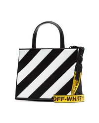 Черно-белая большая сумка в вертикальную полоску от Off-White