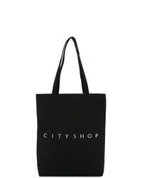 Черно-белая большая сумка из плотной ткани с принтом от CITYSHOP