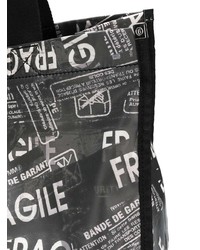 Черно-белая большая сумка из плотной ткани с принтом от MM6 MAISON MARGIELA