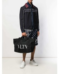 Мужская черно-белая большая сумка из плотной ткани с принтом от Valentino