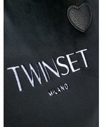 Черно-белая большая сумка из плотной ткани с принтом от Twin-Set