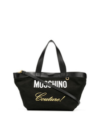 Черно-белая большая сумка из плотной ткани с принтом от Moschino