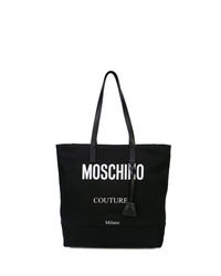 Мужская черно-белая большая сумка из плотной ткани с принтом от Moschino