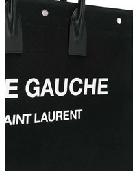 Мужская черно-белая большая сумка из плотной ткани с принтом от Saint Laurent