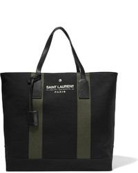 Черно-белая большая сумка из плотной ткани с принтом от Saint Laurent