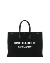 Мужская черно-белая большая сумка из плотной ткани с принтом от Saint Laurent