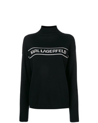 Женская черно-белая водолазка с принтом от Karl Lagerfeld