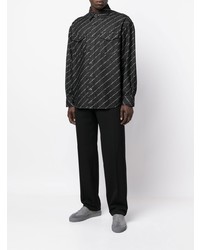 Мужская черно-белая джинсовая рубашка в горизонтальную полоску от Karl Lagerfeld