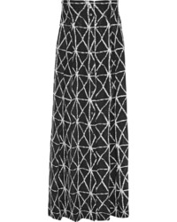 Черно-белая длинная юбка с принтом